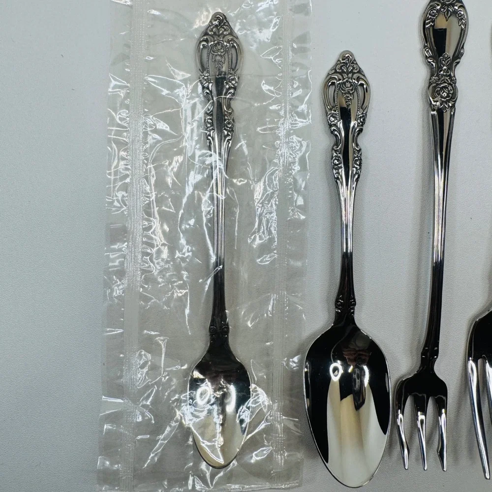 Oneida Plantation‎ Stainless Mixed Serving Utensils Lot 6 Rose Floral Flatware